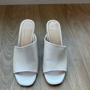 White leather mules